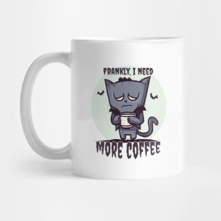 Frankly, I Need More Coffee | Frankenstein Cat With Bat And Mug Mug